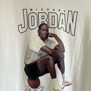 Jordan Michael Jordan Womens Graphic‎ T-Shirt sz XL White Oversized Cotton Baggy